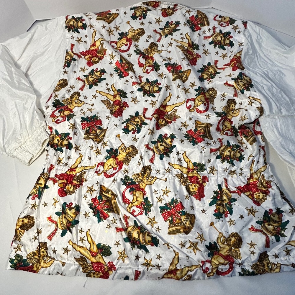 LAVON Vintage Cherub Christmas Tracksuit Jacket White Shiny‎ Polyester Size M - Picture 9 of 16